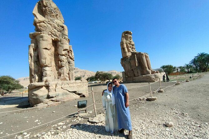 4-Hours Private tour West Bank Hatshepsut temple ,valley king & Nile Motor Boat - The Colossi of Memnon: Imposing Remnants of a Mortuary Temple