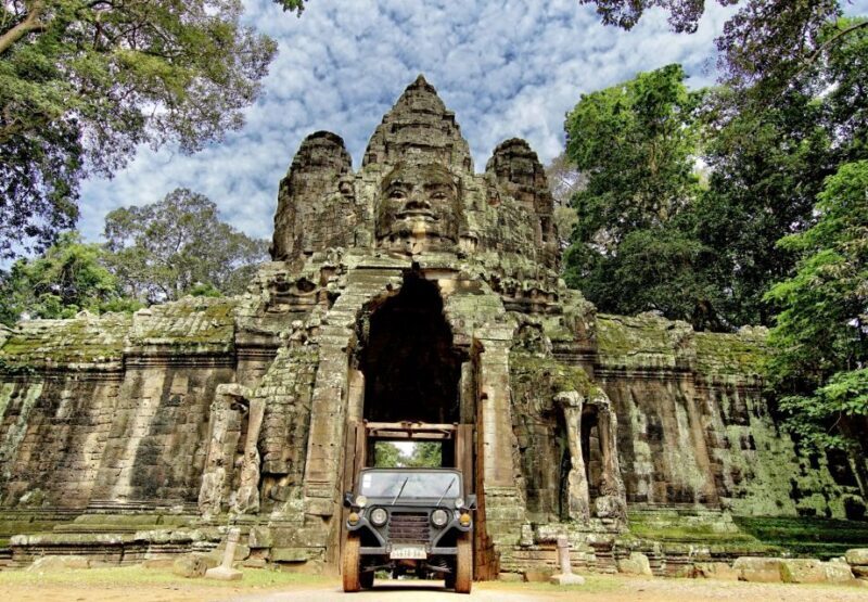 Angkor Wat in a vintage Jeep with driver - jeep rental - The Overall Experience: A Journey Through Time and Style