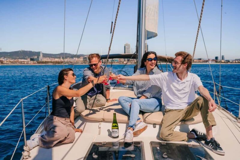 Barcelona: Sailing tour with open bar and aperitive - The Swimming Stop