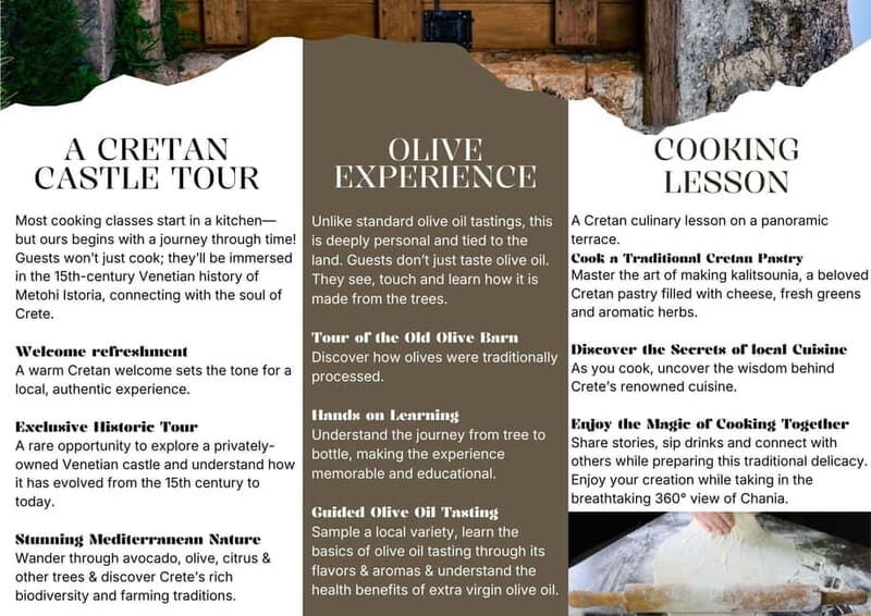 Chania: Olive Oil Tasting & Cooking Class at Metohi Istoria - Discovering Metohi Istoria: A step into history and flavor