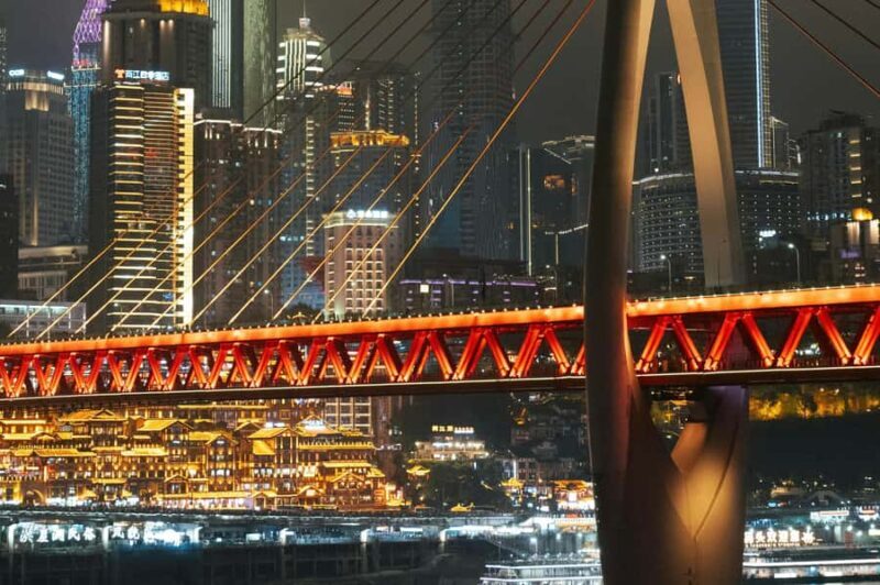 Chongqing Night Tour: Hongyadong, Bridge Views & Riverwalk - Qiansimen Bridge: The Skyline’s Best Viewpoint