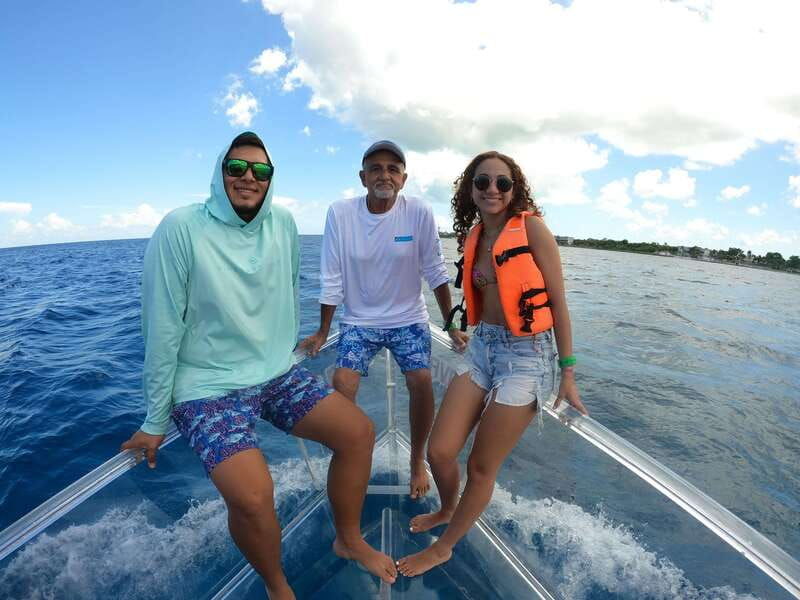 cozumel-transparent-boat-tour-with-snorkeling-and-2-beers-clear-boat