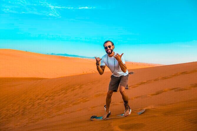 Desert Safari Dubai 30 Mins Quad Bike, Sand Board, Camel Ride BBQ - The Dune Drive and Sandboarding
