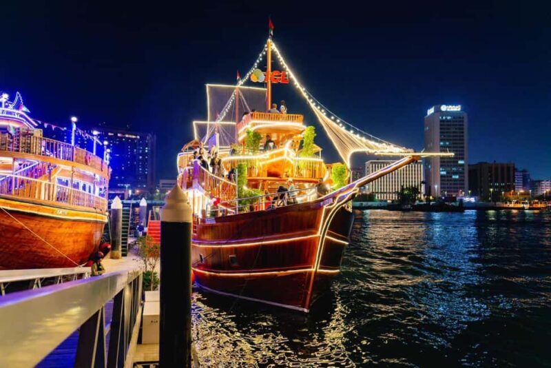 Dubai: Al Seef Largest Dhow Dinner Cruise with Live Show - Key Points