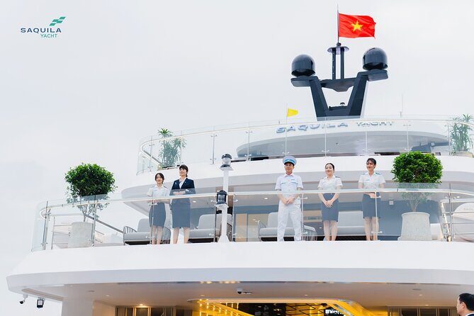 Enjoying the view of Halong City from the Super Yatch - In-Depth Review of the Halong City from the Super Yacht Tour
