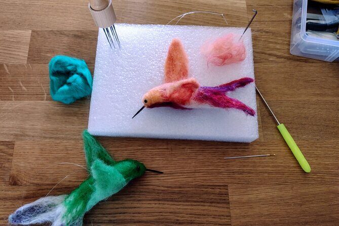 Felting Hummingbird Ornament Class in Estes Park - A Close Look at the Felting Hummingbird Ornament Class