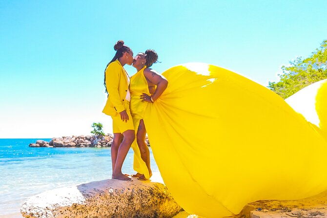 flying-dress-clear-kayak-boat-drone-photo-shoot-in-montego-bay