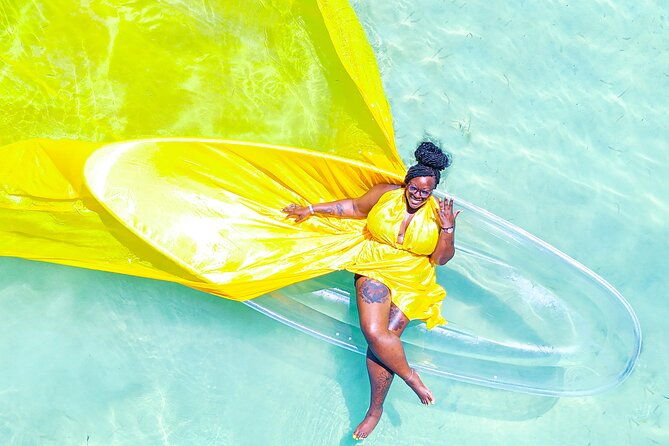 flying-dress-clear-kayak-boat-drone-photo-shoot-in-montego-bay