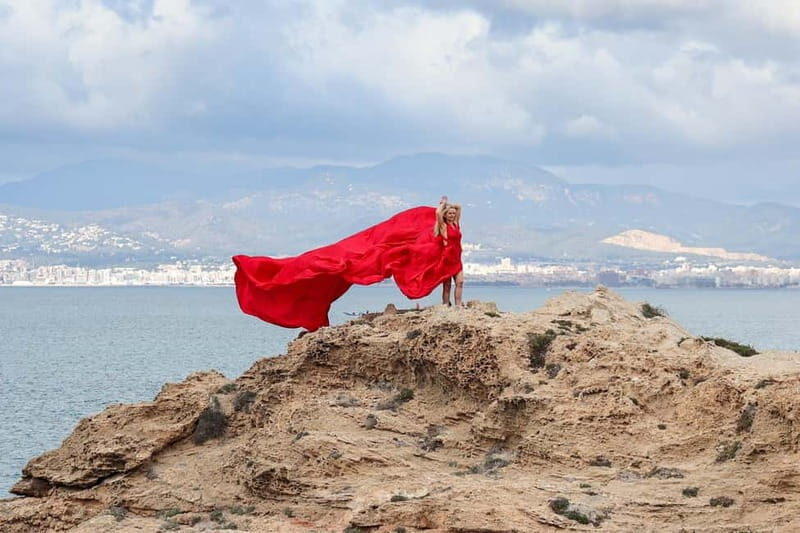 Flying Dress Photo Shoot in Mallorca  elegant pictures by the sea, cathedral - What You Can Expect from the Mallorca Flying Dress Photo Shoot