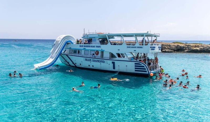 FROM LATCHI: Blue Lagoon Akamas Cruise - large water slide - A Full Review of the Blue Lagoon Akamas Cruise