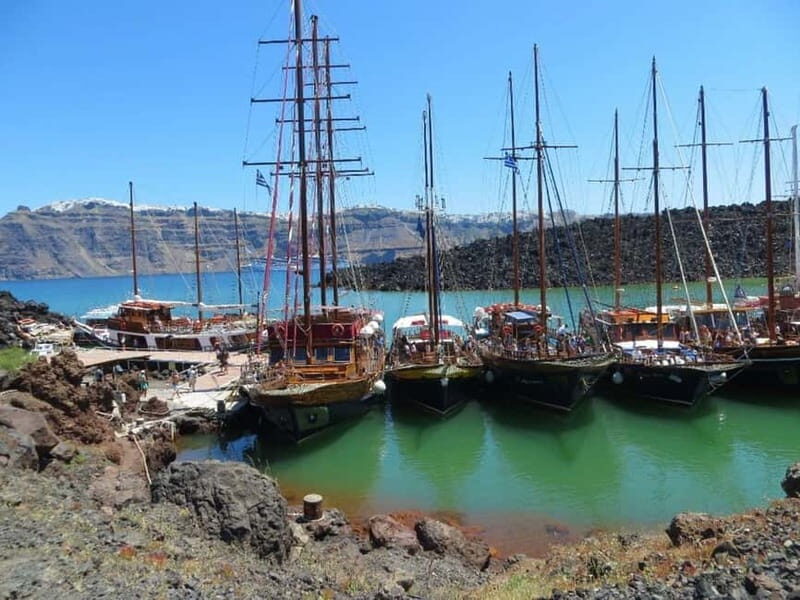 From Thera: Thirasia Cruise w/ Volcano Hike and Hot Springs - Key Points