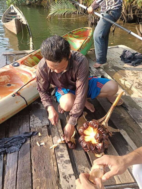 kayak-trip-around-green-cathedral-swim-reflection-sunset