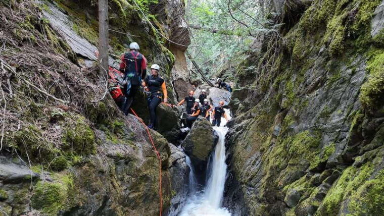 kelowna-canyoning-adventure-with-waterslide-and-rappelling