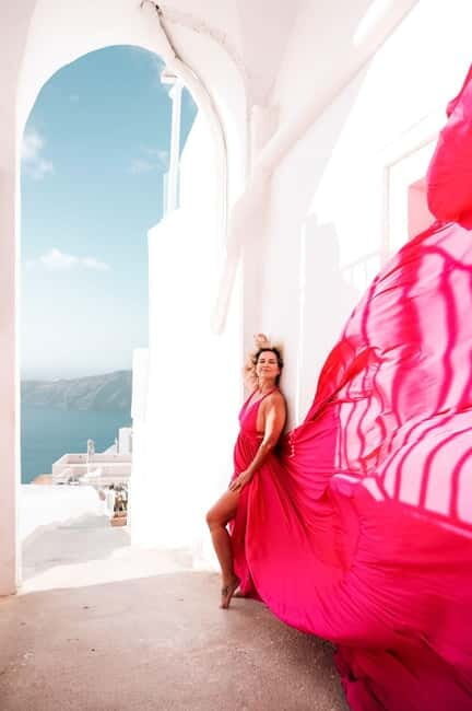 Magical Flying Dress Photoshoots in Oia or Imerovigli - The Photographer & Style Guidance
