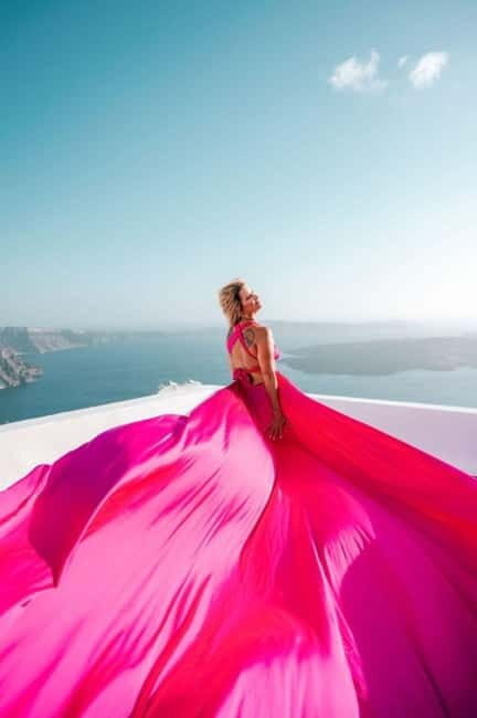 Magical Flying Dress Photoshoots in Oia or Imerovigli - Photo Delivery & Quality