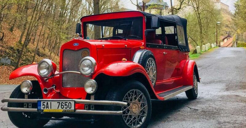 prague-fairytale-karlstejn-castle-in-retro-style-car
