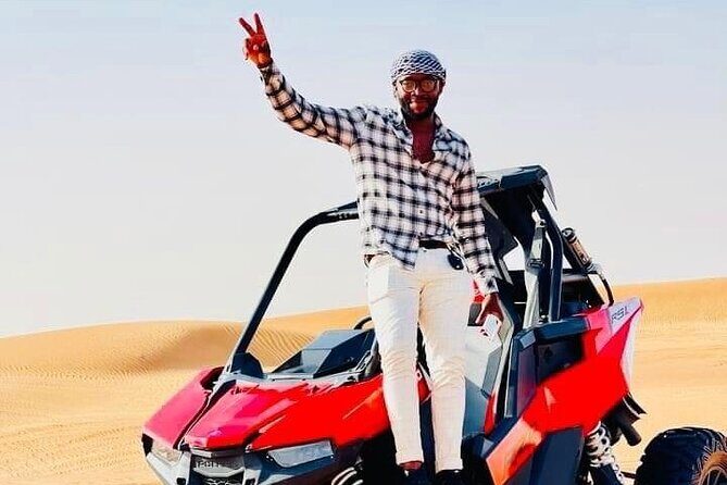 Premium Desert safari With Dune buggy camel ride BBQ dinner - Sandboarding and Photo Stops