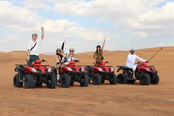 Premium Red Dunes Bashing with Quad Bike, Camel, Falcon &VIP Camp - Key Points
