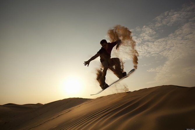 Private Desert Sandboarding Camel riding tour - Key Points
