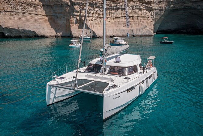 private-half-day-catamaran-cruise-to-kleftiko-bay-milos