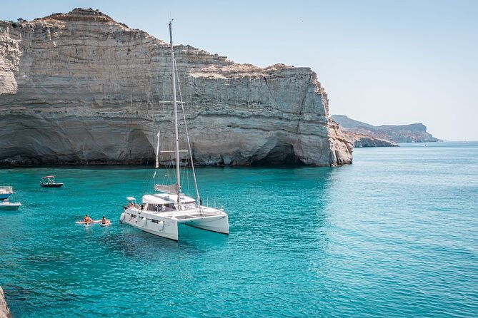 private-half-day-catamaran-cruise-to-kleftiko-bay-milos