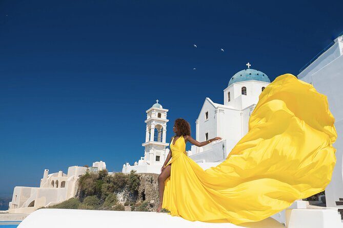 Professional Flying Dress Photoshoot In Santorini - Introduction