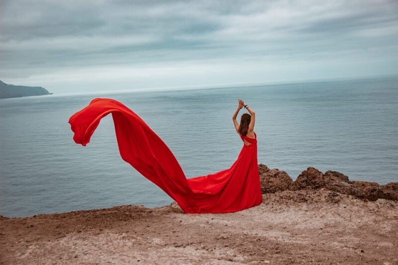 red-flying-dress-photoshoot-drone-video-in-madeira