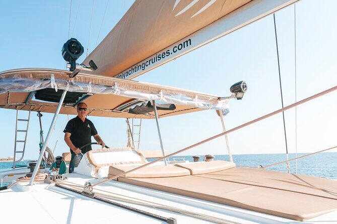 Santorini Catamaran Day Cruise: Lunch, BBQ, Open Bar, Transfers - FAQ