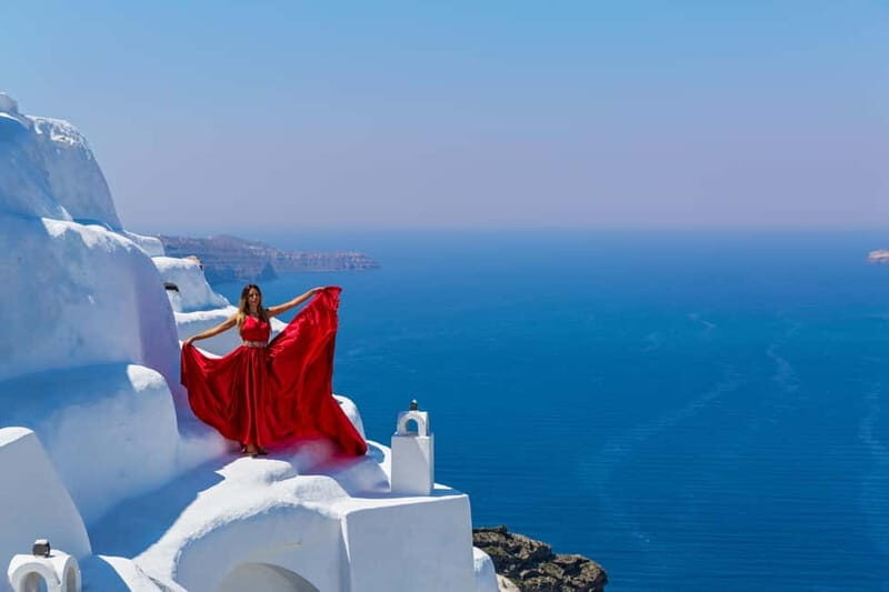 Santorini: Flying Dress Photoshoot - What to Expect from Your Flying Dress Photoshoot in Santorini