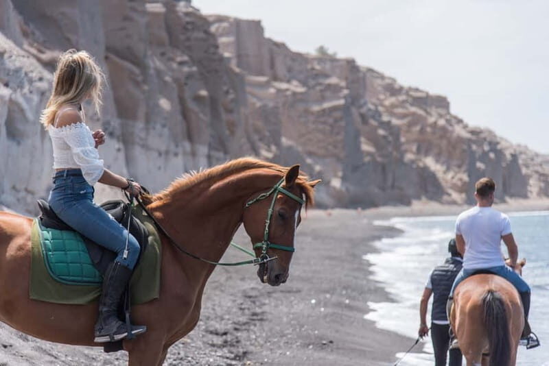 Santorini: Horse Riding Trip to Black Sandy Beach - Key Points