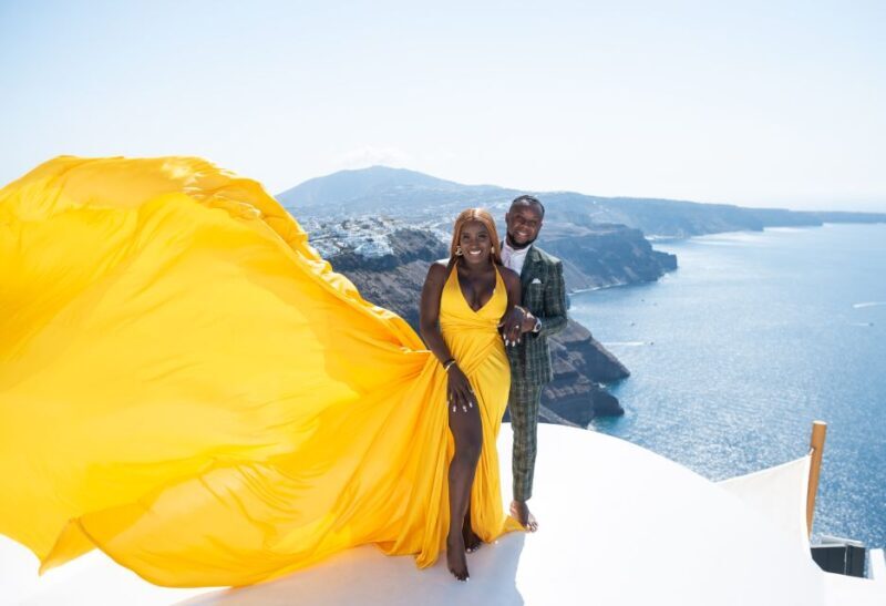 Santorini: Proffessional Flying Dress Photoshoot - The Sum Up  
