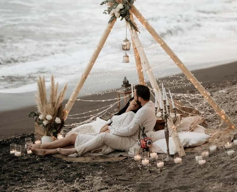 Santorini: Vlychada Beach Boho Proposal with Wooden Tent - The Experience in Detail