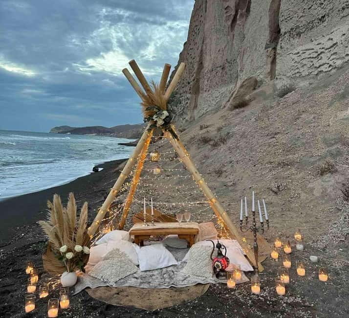 Santorini: Vlychada Beach Boho Proposal with Wooden Tent - Who Would Love This?