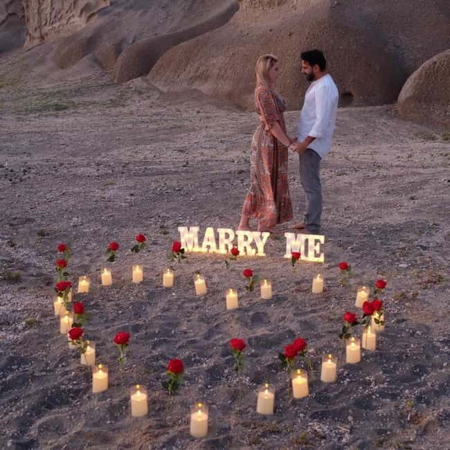 Santorini: Vlychada Beach Romantic Proposal Package - Key Points