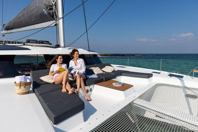semi-private-brand-new-catamaran-cruise-in-mykonos-with-meal-drinks-transport