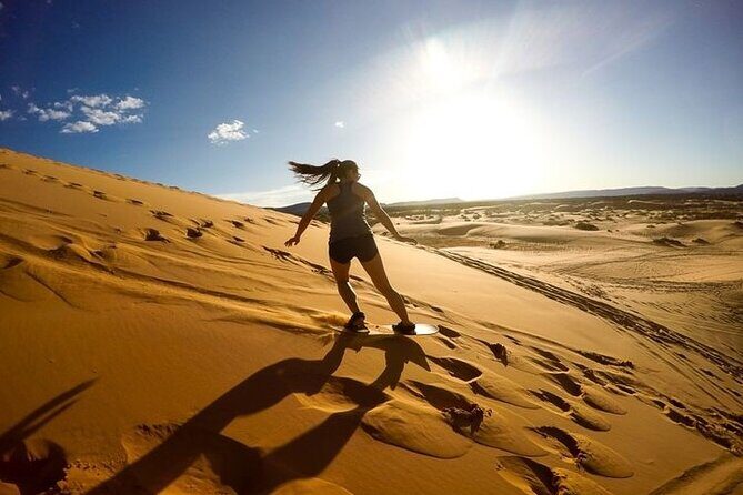 Sharing or Private Safari, Sand Boarding, Camel Ride, inland Sea Quick swim - Key Points  