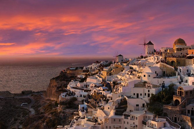 sunset-in-oia-traditional-villages-bus-tour