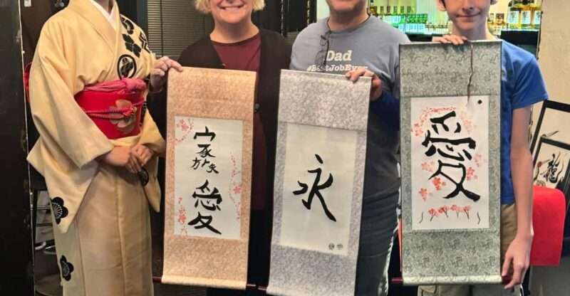 Tokyo: Calligraphy on Kanji Fan & Scroll with Drink - Key Points