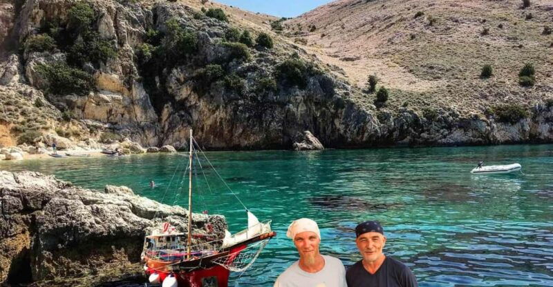 wild-bays-of-krk-sunset-swimming-with-a-pirate-ship