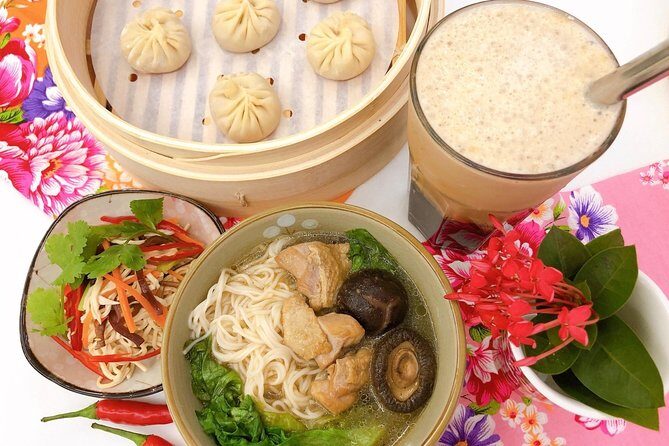 Xiao Long Bao, Chicken vermicelli with mushroom and sesame oil, Tofu strips salad, Bubble milk tea. Taiwan Traditional Delicacies Experience-A (Taipei Cooking Class) - Value and Practical Aspects